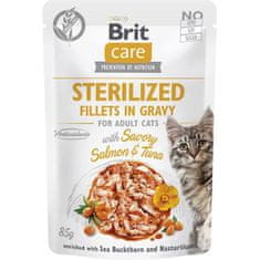 Brit Care Cat kapsule. Fillets Gravy Steriliziran z okusnim lososom in tunino 85 g
