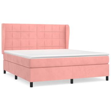 Vidaxl Box spring postelja z vzmetnico roza 160x200 cm žamet