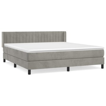 Vidaxl Box spring postelja z vzmetnico svetlo siva 180x200 cm žamet