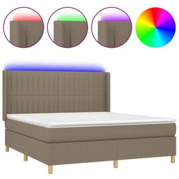 Vidaxl Box spring postelja z vzmetnico LED taupe 160x200 cm blago