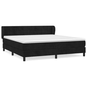 Vidaxl Box spring postelja z vzmetnico črna 160x200 cm žamet