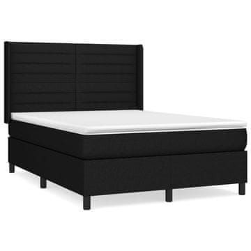 Vidaxl Box spring posteljni z vzmetnico črn 140x190 cm blago