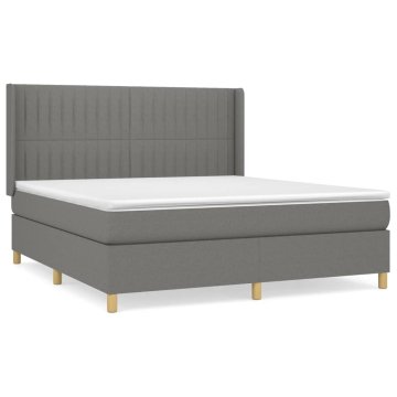 Vidaxl Box spring postelja z vzmetnico temno siva 160x200 cm blago