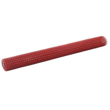 Vidaxl Žična mreža za ograjo jeklo s PVC oblogo 10x1,5 m rdeča