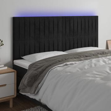 Vidaxl vidaXL Vzglavje postelje z LED diodo črno 160x5x118/128 cm žamet