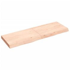 Greatstore Stenska polica 120x40x(2-6) cm neobdelana trdna hrastovina