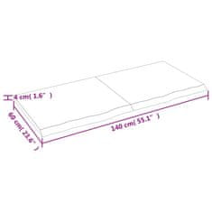 Vidaxl Stenska polica 140x60x4 cm neobdelana trdna hrastovina