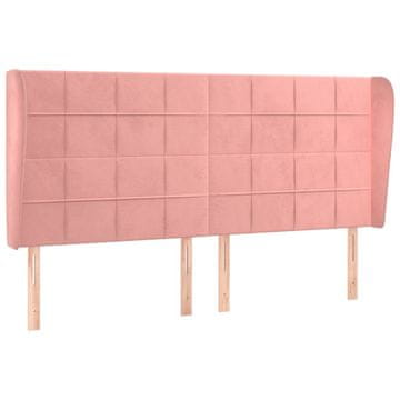 Vidaxl Vzglavje z ušesi roza 183x23x118/128 cm žamet