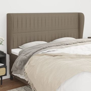 Vidaxl vidaXL Vzglavje postelje s krilci, sivo-rjavo, 163x23x118/128 cm, blago