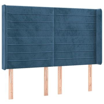 Vidaxl Vzglavje z ušesi temno modro 147x16x118/128 cm žamet
