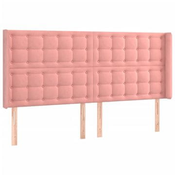 Vidaxl Vzglavje z ušesi roza 163x16x118/128 cm žamet