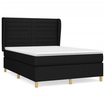 Vidaxl Box spring posteljni z vzmetnico črn 140x190 cm blago