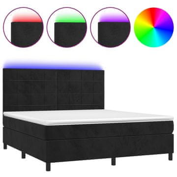 Vidaxl Box spring postelja z vzmetnico LED črna 160x200 cm žamet