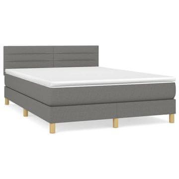 Vidaxl Box spring posteljni z vzmetnico temno siv 140x190 cm blago
