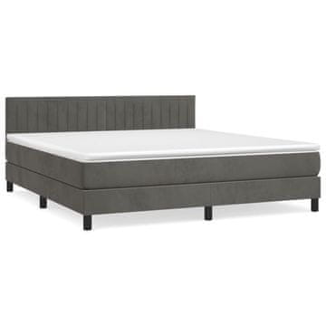 Vidaxl Box spring postelja z vzmetnico temno siva 180x200 cm žamet