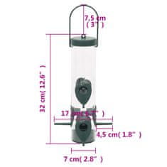 Vidaxl Krmilnica za ptice 3 kosi temno zelena 17x17x32 cm
