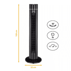 First Austria Ventilator stoječi FIRST, 109cm, timer, upravljalec, črna barva