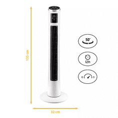 First Austria Ventilator stoječi FIRST, 102cm, timer, upravljalec, bele barve