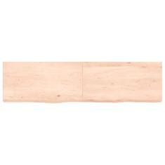 Greatstore Stenska polica 120x30x(2-6) cm neobdelana trdna hrastovina