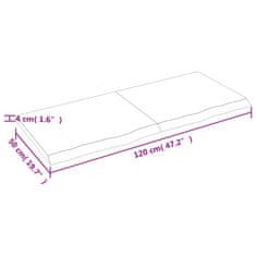 Vidaxl Stenska polica 120x50x4 cm neobdelana trdna hrastovina