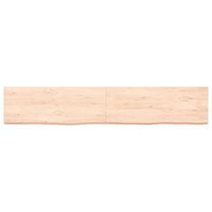 Greatstore Stenska polica 160x30x(2-6) cm neobdelana trdna hrastovina