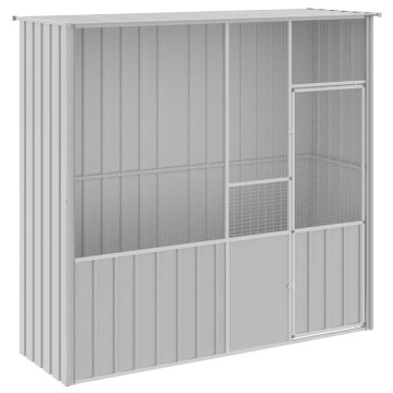 Vidaxl Ptičja kletka siva 215x78x200 cm pocinkano jeklo