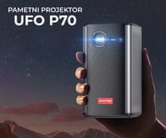 P70 prenosni 3D LED DLP projektor, Android, WiFi, Bluetooth, 2GB+32GB, 380 lm, zvočniki + stojalo in torbica