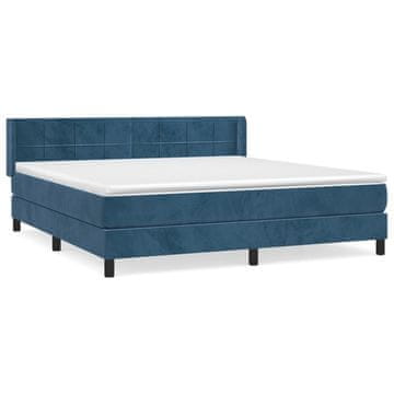 Vidaxl Box spring postelja z vzmetnico temno modra 160x200 cm žamet