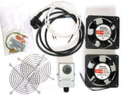 XtendLan Prezračevanje za stenske omare, termostat, 2 ventilatorja, napajalni kabel, pritrdilni elementi