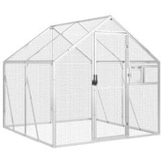 Vidaxl Ptičnica srebrna 1,79x2x1,85 m aluminij