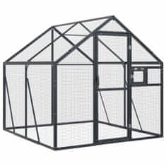 Vidaxl Ptičnica antracitna 1,79x2x1,85 m aluminij