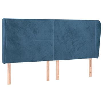 Vidaxl Vzglavje z ušesi temno modra 183x23x118/128 cm žamet