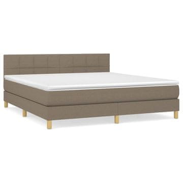 Vidaxl Box spring postelja z vzmetnico taupe 180x200 cm blago
