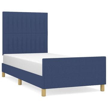 Vidaxl posteljni okvir brez vzmetnice Modra 100x200 cm Tkanina