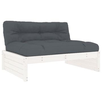 Vidaxl Sredinski kavč bel 120x80 cm trdna borovina