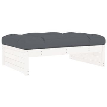 Vidaxl Vrtni stolček za noge bel 120x80 cm trdna borovina