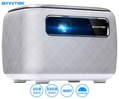 Byintek R20 Pro prenosni 3D LED DLP projektor, Android, WiFi, Bluetooth, 2GB+32GB, 750 lm, zvočniki + daljinec - odprta embalaža