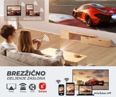 Byintek R20 Pro prenosni 3D LED DLP projektor, Android, WiFi, Bluetooth, 2GB+32GB, 750 lm, zvočniki + daljinec