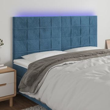 Vidaxl vidaXL Vzglavje postelje z LED diodo temno modro 180x5x118/128 cm