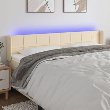 Vidaxl vidaXL Vzglavje postelje z LED zaslonom, kremno, 183x16x78/88 cm, blago