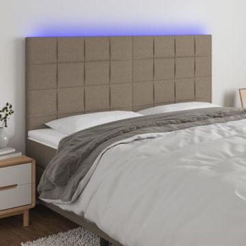 Vidaxl vidaXL Vzglavje postelje z LED osvetlitvijo, sivo-rjavo, 180x5x118/128 cm, blago