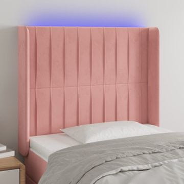Vidaxl vidaXL Vzglavje postelje z LED svetlo roza 83x16x118/128 cm žamet