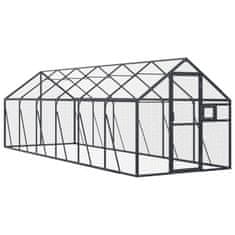 Vidaxl Ptičnica antracitna 1,79x6x1,85 m aluminij