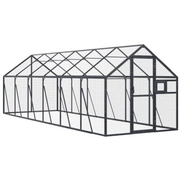 Vidaxl Ptičnica antracitna 1,79x6x1,85 m aluminij