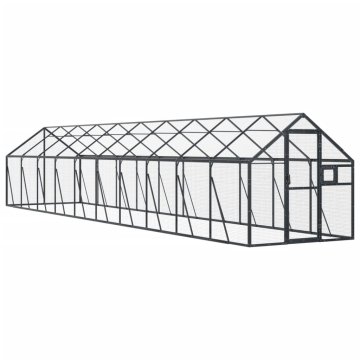 Vidaxl Ptičnica antracitna 1,79x10x1,85 m aluminij