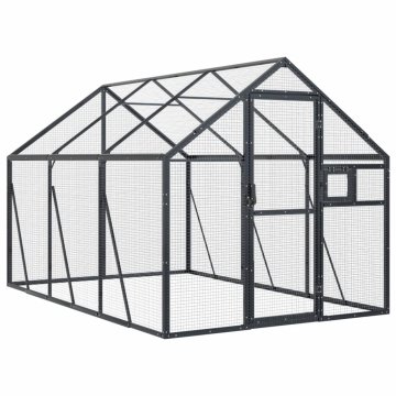 Vidaxl Ptičnica antracitna 1,79x3x1,85 m aluminij