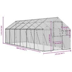 Vidaxl Ptičnica antracitna 1,79x6x1,85 m aluminij
