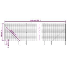 Vidaxl Mrežna ograja s konicami za postavitev antracit 1,8x10 m