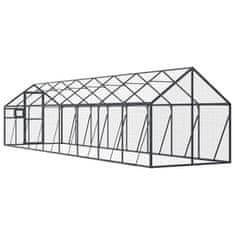 Vidaxl Ptičnica antracitna 1,79x8x1,85 m aluminij