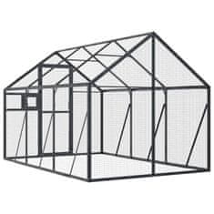 Vidaxl Ptičnica antracitna 1,79x3x1,85 m aluminij